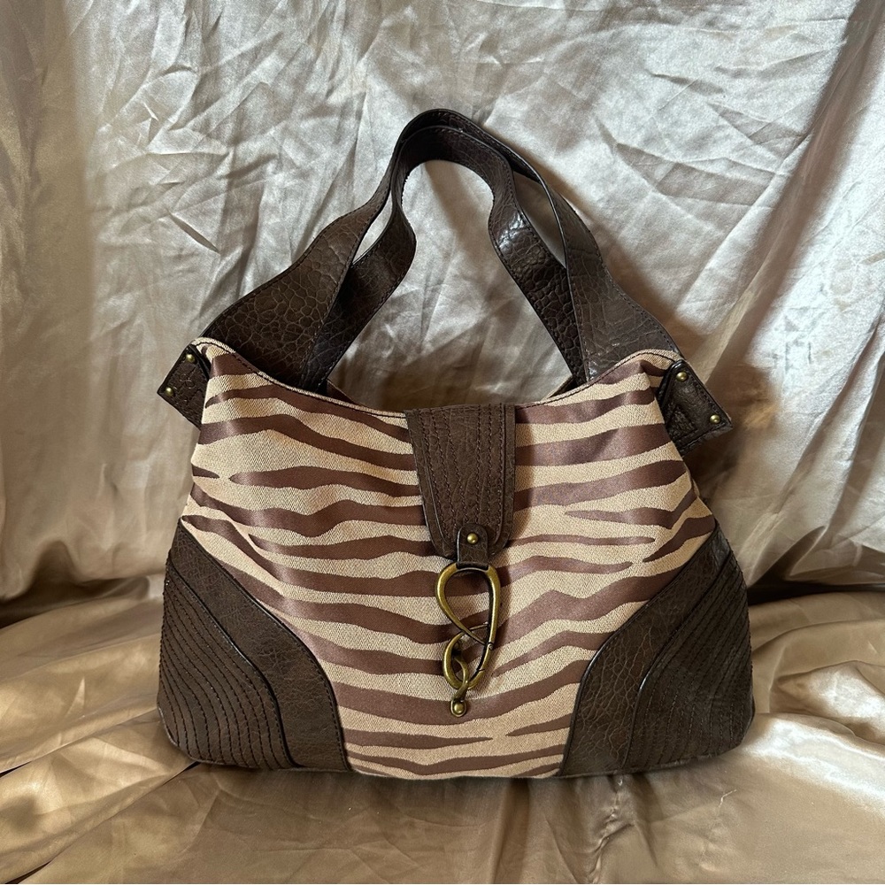 Jessica Simpson Zebra Canvas Shoulder Bag